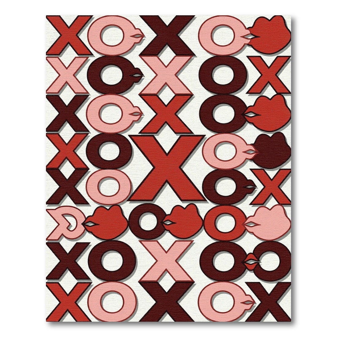 Red XOXO Kiss Lips Collage Rug
