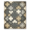 Neutral Tone Quatrefoil Geometric Medallion Rug