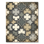 Neutral Tone Quatrefoil Geometric Medallion Rug