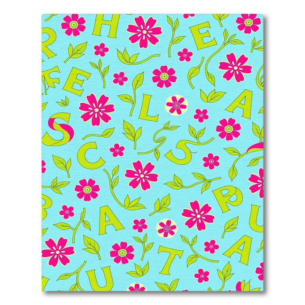 Playful Pink Flower Alphabet Print Rug