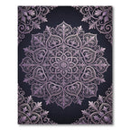Ornate Lavender Damask Floral Medallion Rug