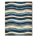 Wavy Blue Tan Striped Coastal Rug