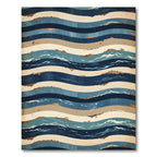 Wavy Blue Tan Striped Coastal Rug