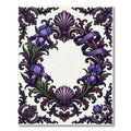 Elegant Purple Iris Floral Scrollwork Accent Rug