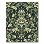 Sage Green Floral Damask Botanical Rug
