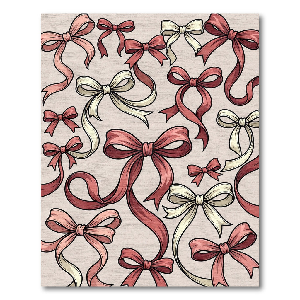 Whimsical Pink and Cream Ribbon Bows Rug