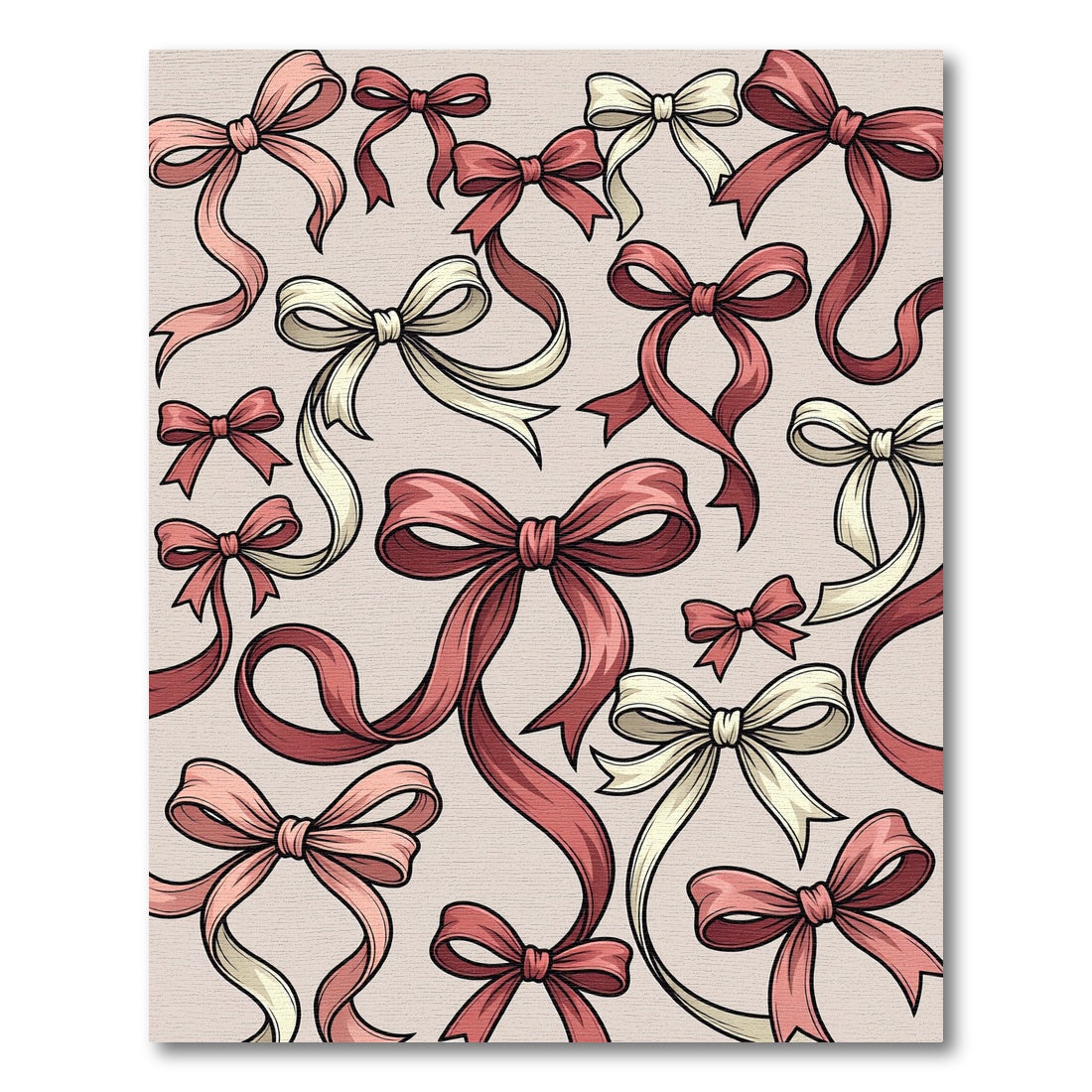 Whimsical Pink and Cream Ribbon Bows Rug