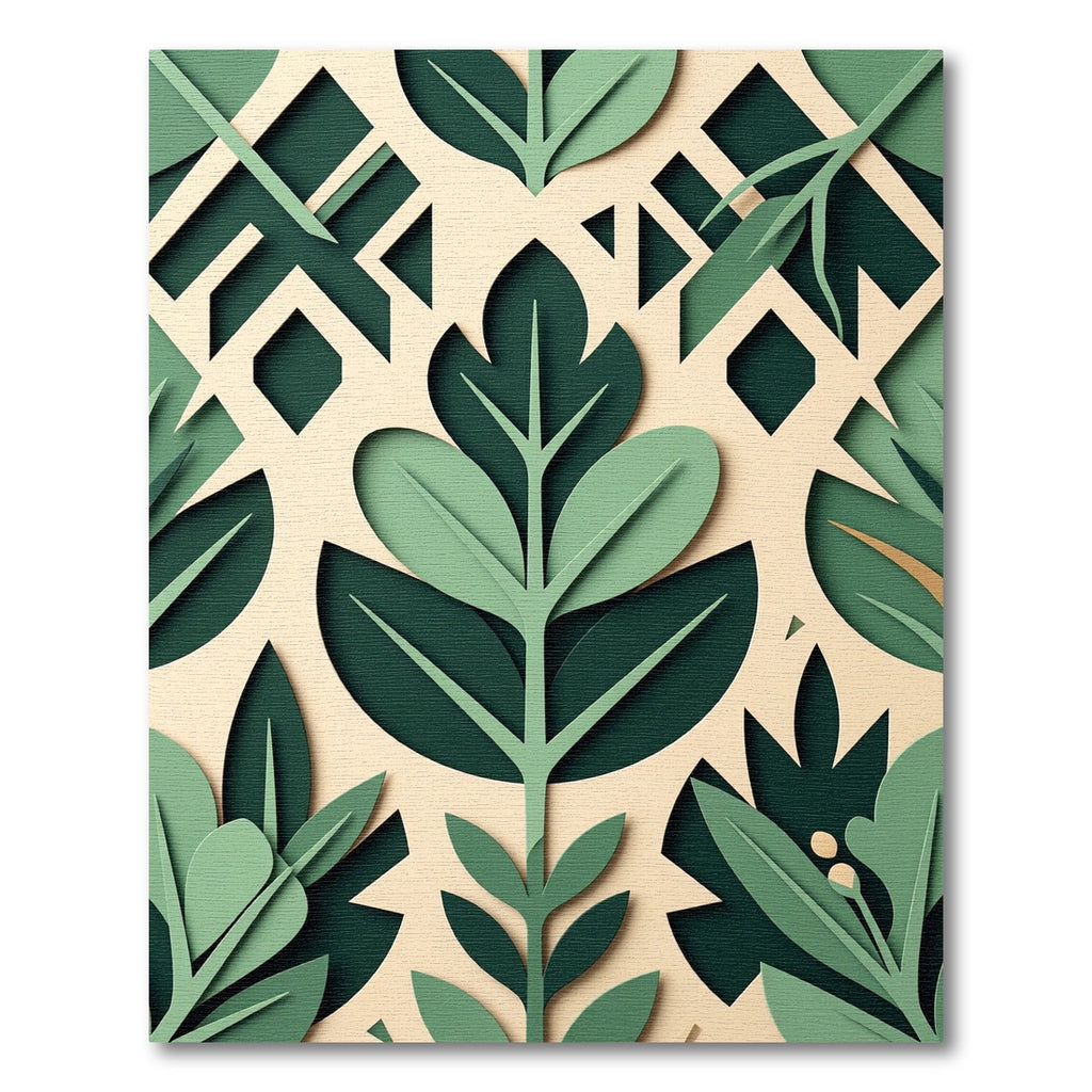 Sage Green Botanical Layered Leaf Rug