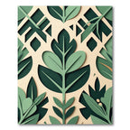 Sage Green Botanical Layered Leaf Rug