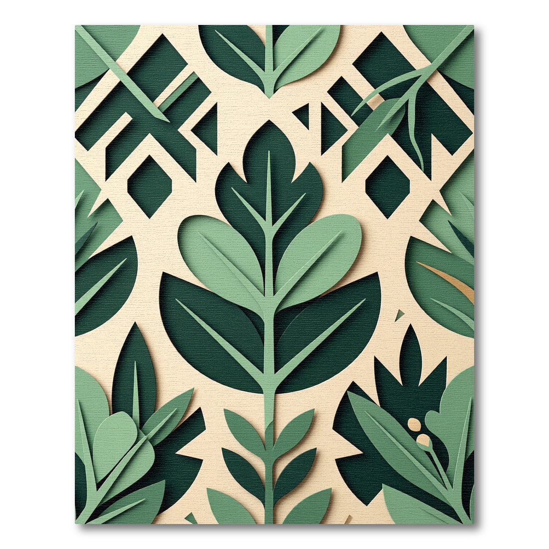 Sage Green Botanical Layered Leaf Rug