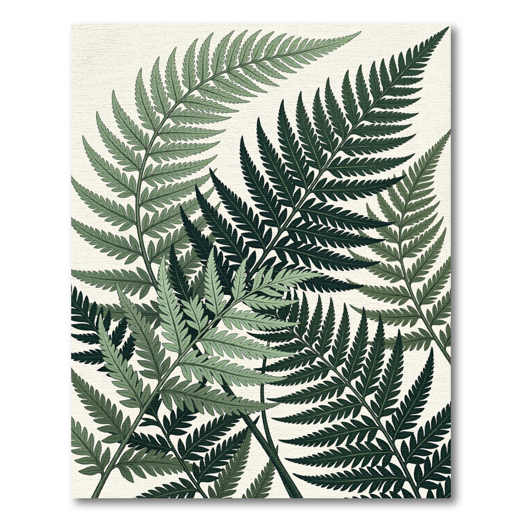 Lush Green Fern Foliage Pattern Rug