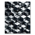 Metallic Silver Three Dimensional Geometric Block Rug