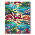 Whimsical Vibrant Red Crab Tide Pool Rug