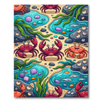 Whimsical Vibrant Red Crab Tide Pool Rug