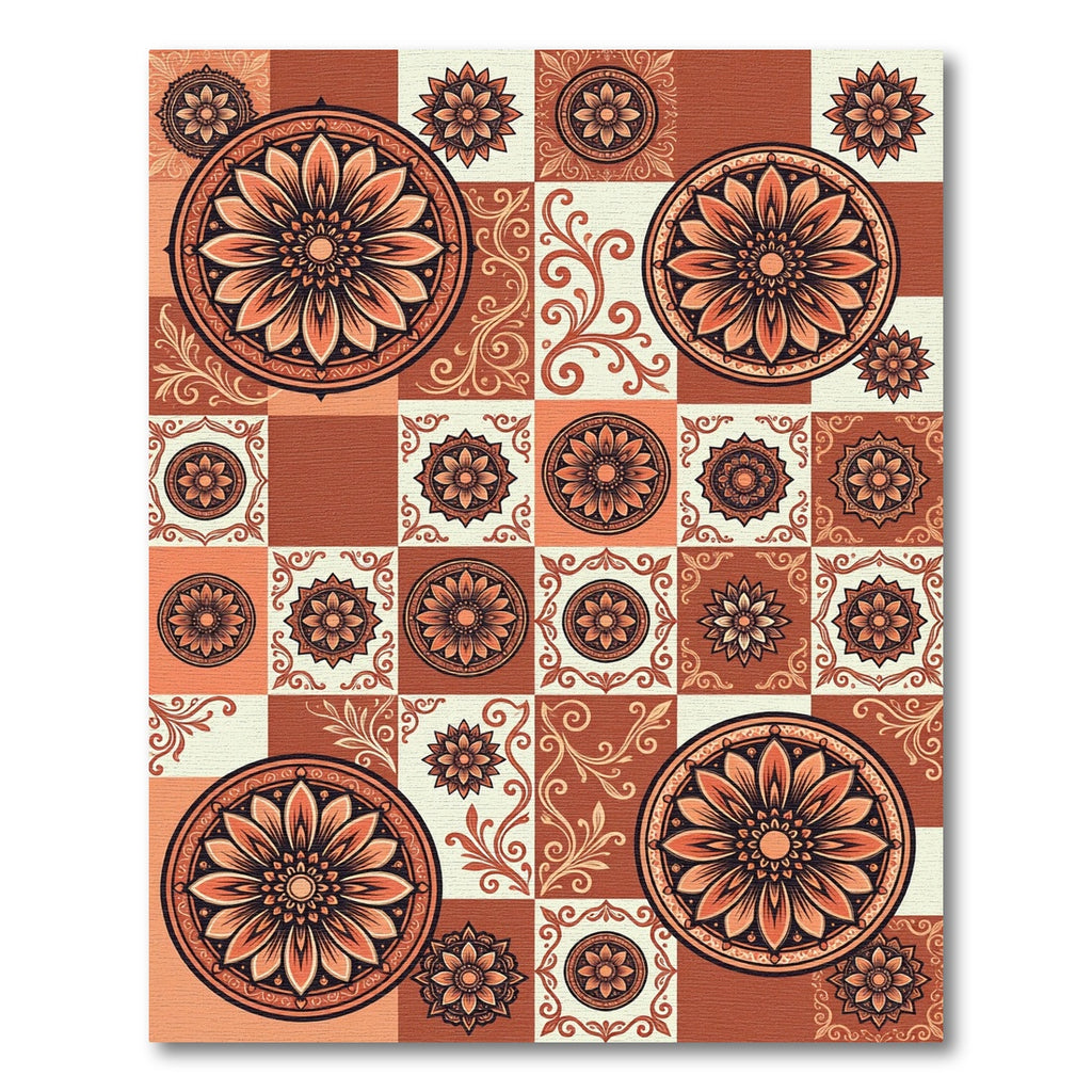 Terra Cotta Floral Medallion Arrangement Rug