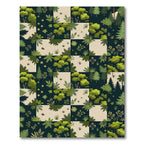 Forest Green Woodland Patchwork Squares Rug