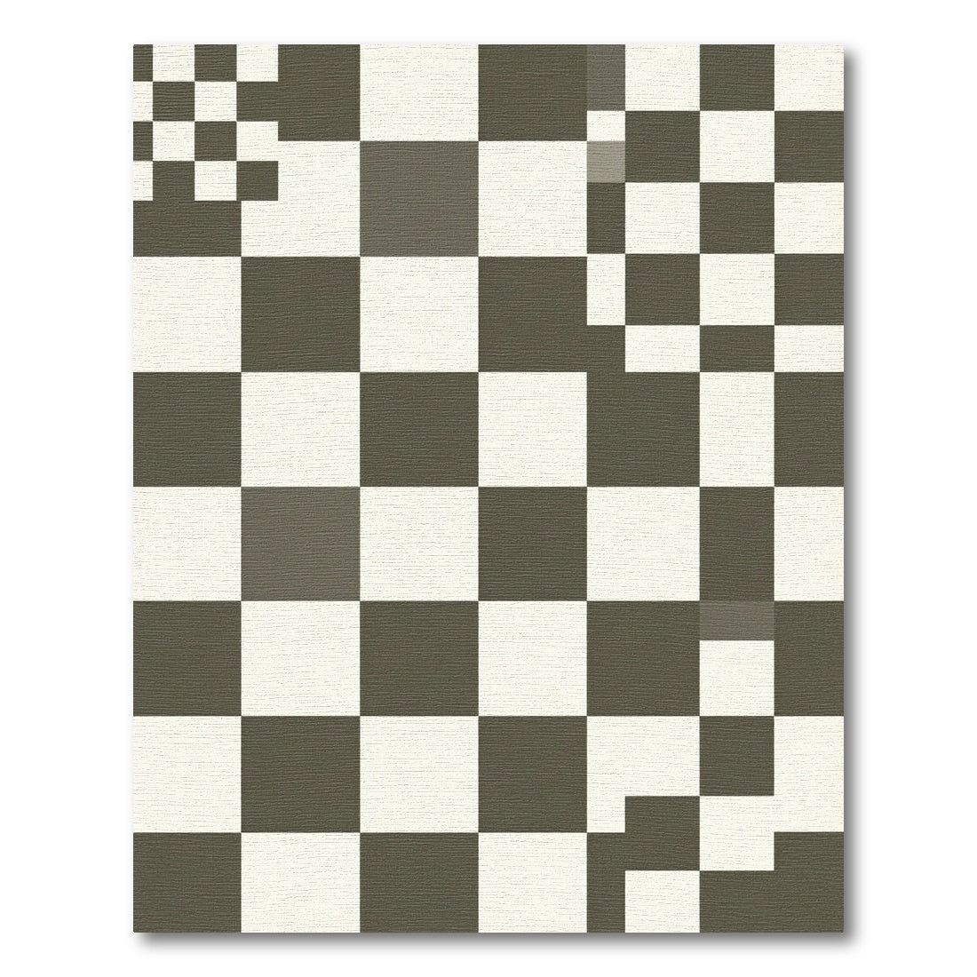 Dark Gray White Checkerboard Pattern Rug