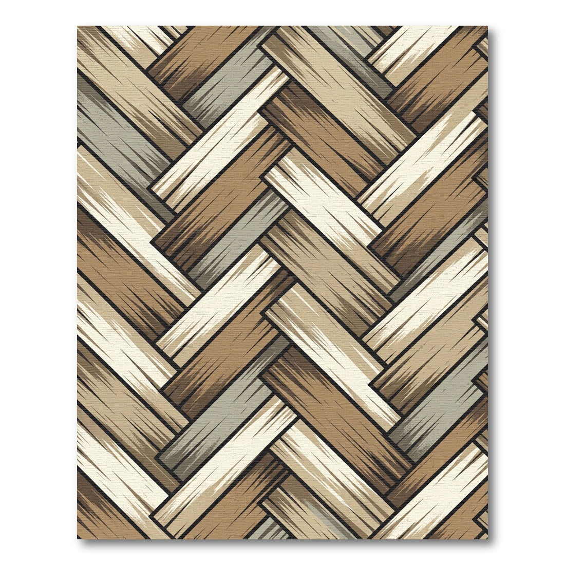 Neutral Earthy Tone Herringbone Weave Rug