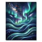 Radiant Aurora Borealis Celestial Wave Rug