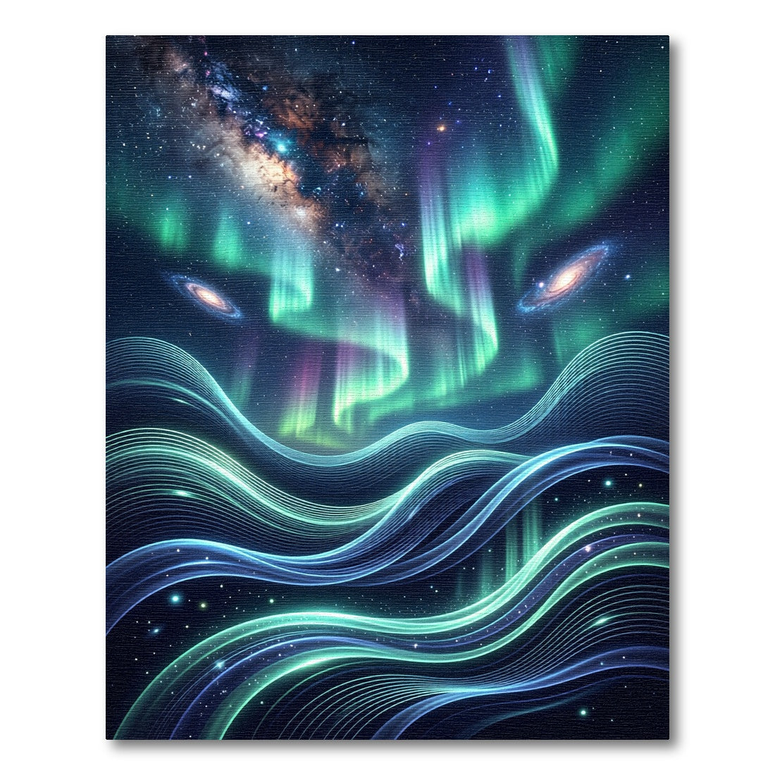 Radiant Aurora Borealis Celestial Wave Rug