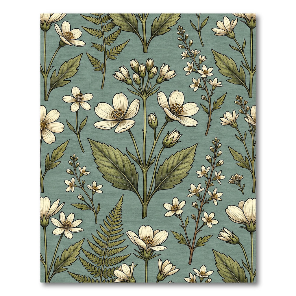 Vintage Sage Green Wildflower Meadow Rug
