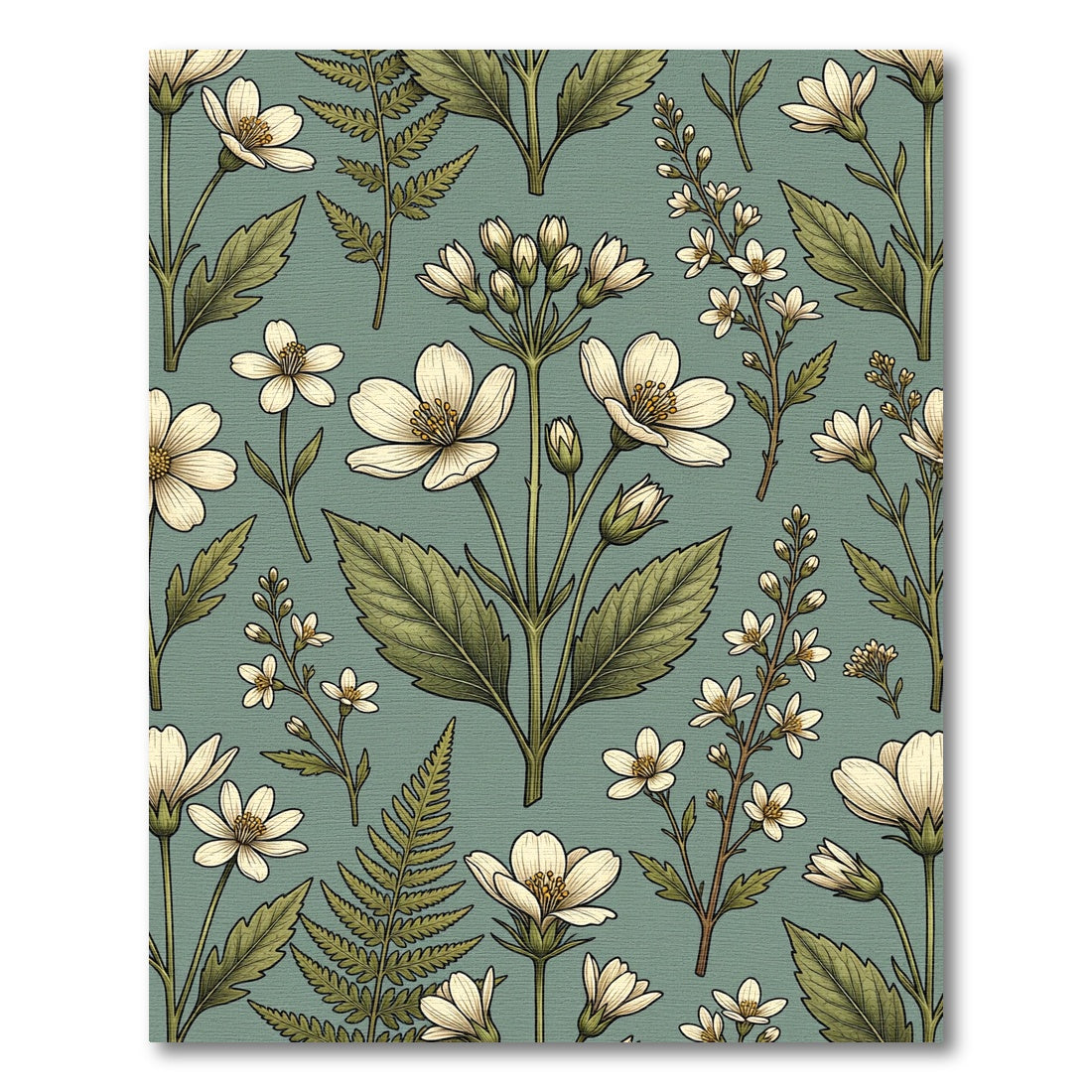 Vintage Sage Green Wildflower Meadow Rug