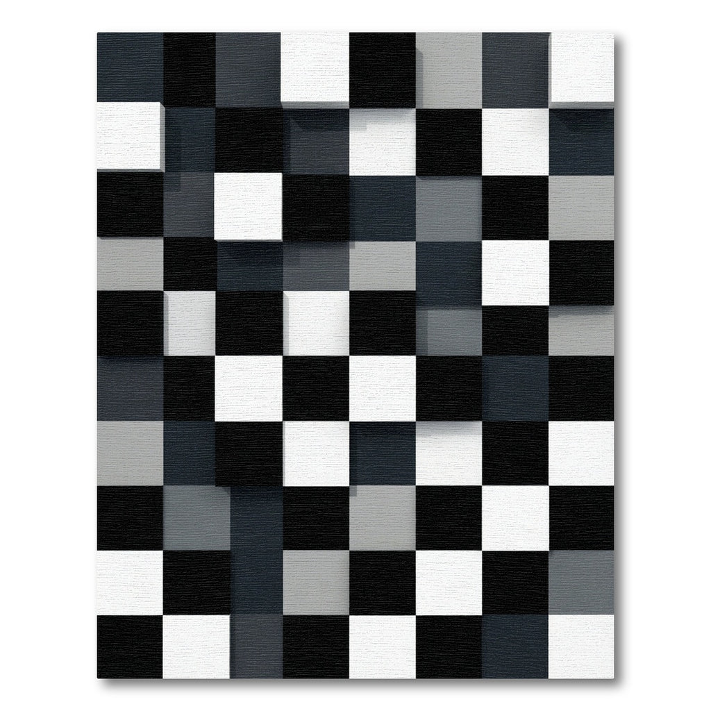 Monochromatic Checkered 3D Illusion Rug