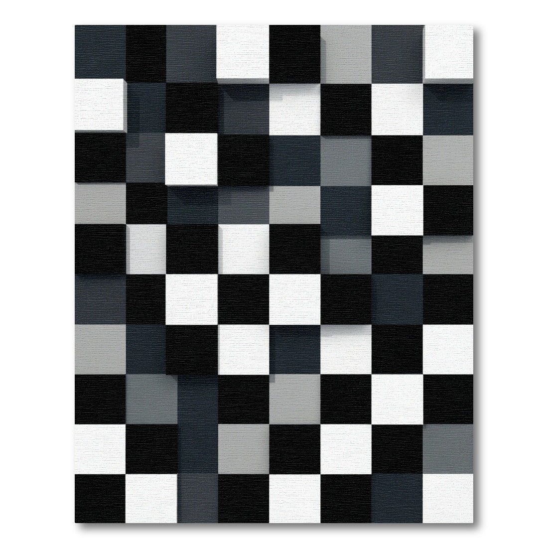 Monochromatic Checkered 3D Illusion Rug