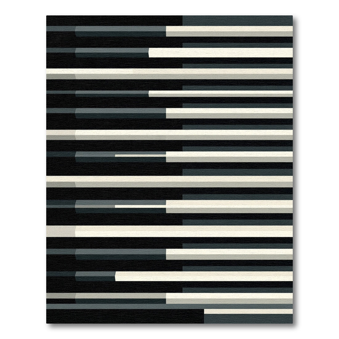 Monochrome Horizontal Block Stripe Rug