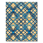 Geometric Grid Azure and Gold Entangled Rug