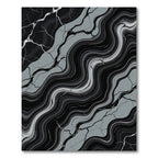 Black Gray Marble Swirl Abstract Rug