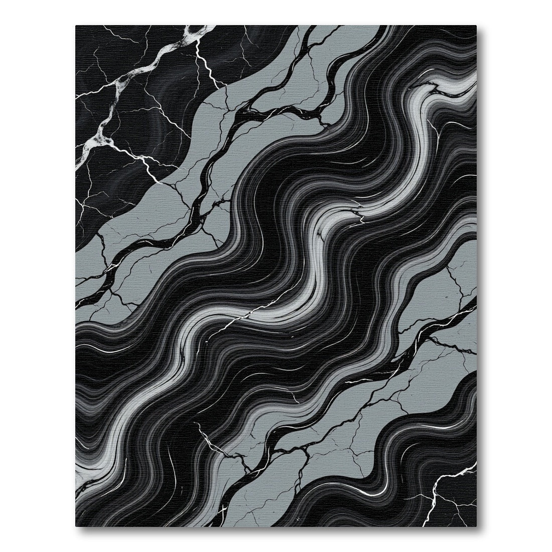 Black Gray Marble Swirl Abstract Rug