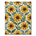 Bright Golden Sunflower Botanical Illustration Rug