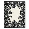 Elegant Black Filigree Floral Scroll Rug