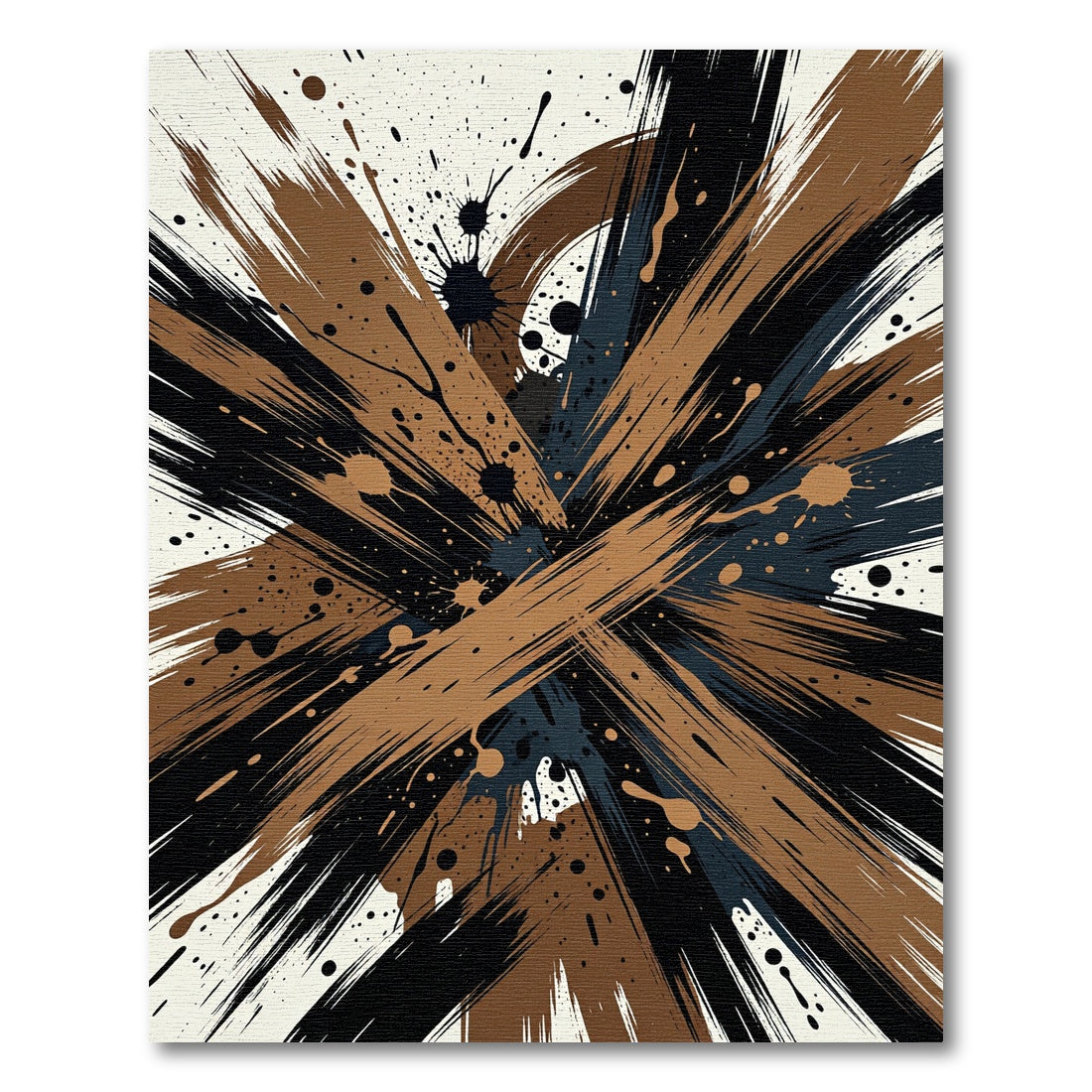 Abstract Brushstroke Ink Splatter Earthy Rug