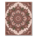 Crimson Floral Mandala Frame Rug