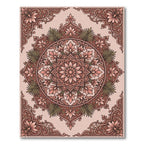 Crimson Floral Mandala Frame Rug