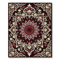 Ornate Crimson Cream Floral Medallion Rug