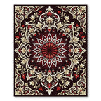 Ornate Crimson Cream Floral Medallion Rug