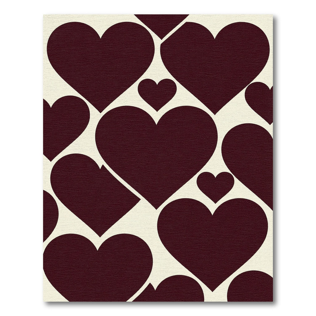 Modern Deep Burgundy Geometric Heart Rug