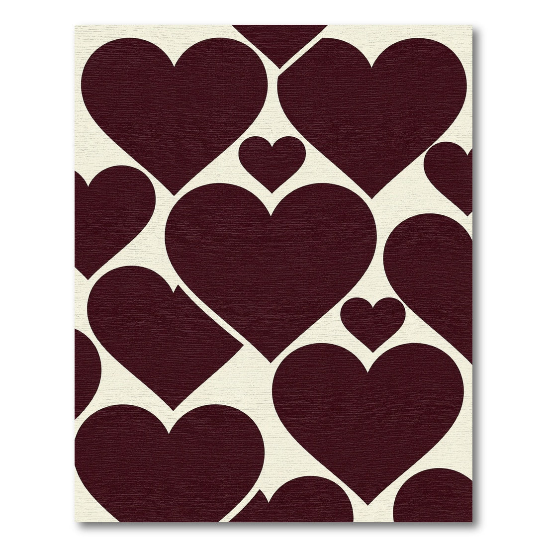 Modern Deep Burgundy Geometric Heart Rug
