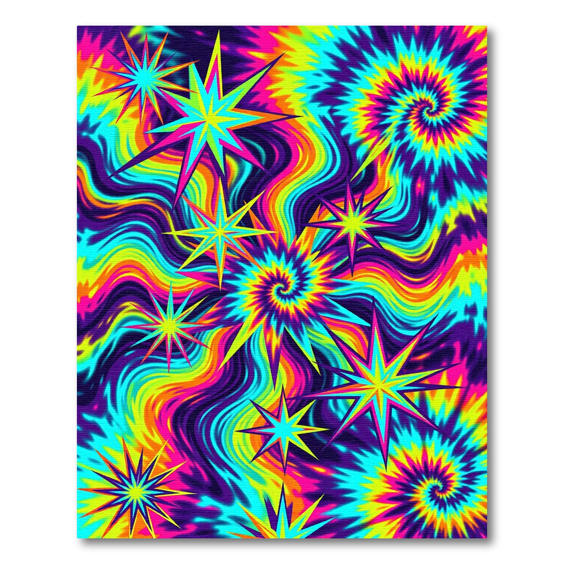 Vibrant Retro Psychedelic Swirl Starry Sky Rug