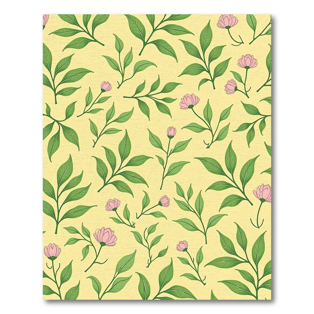 Light Yellow Pink Blossom Leafy Accents Rug
