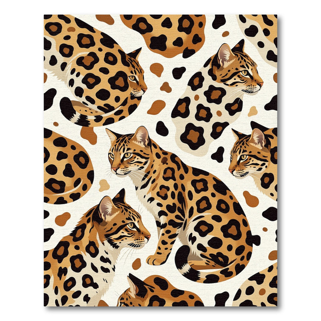 Elegant Leopard Spot Feline Collage Rug