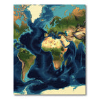 Artistic World Atlas Ocean Bathymetry Map Rug