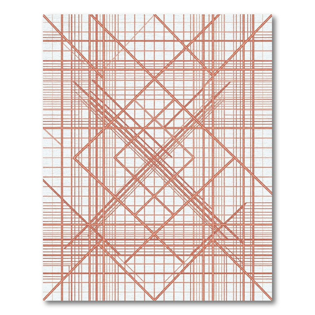 Coral Intersecting Lines Grid Rug