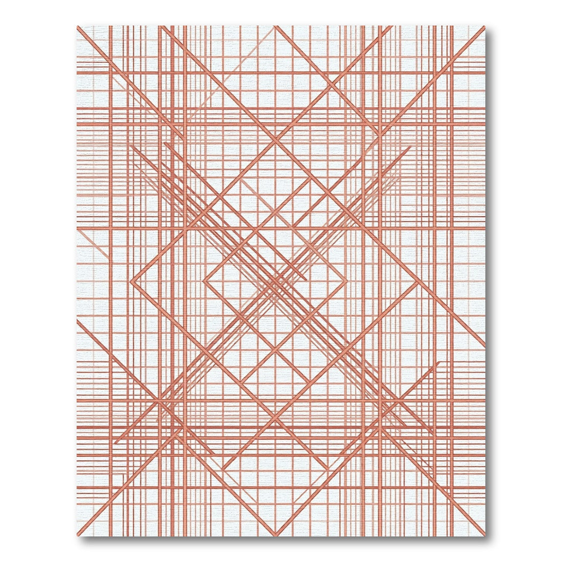Coral Intersecting Lines Grid Rug