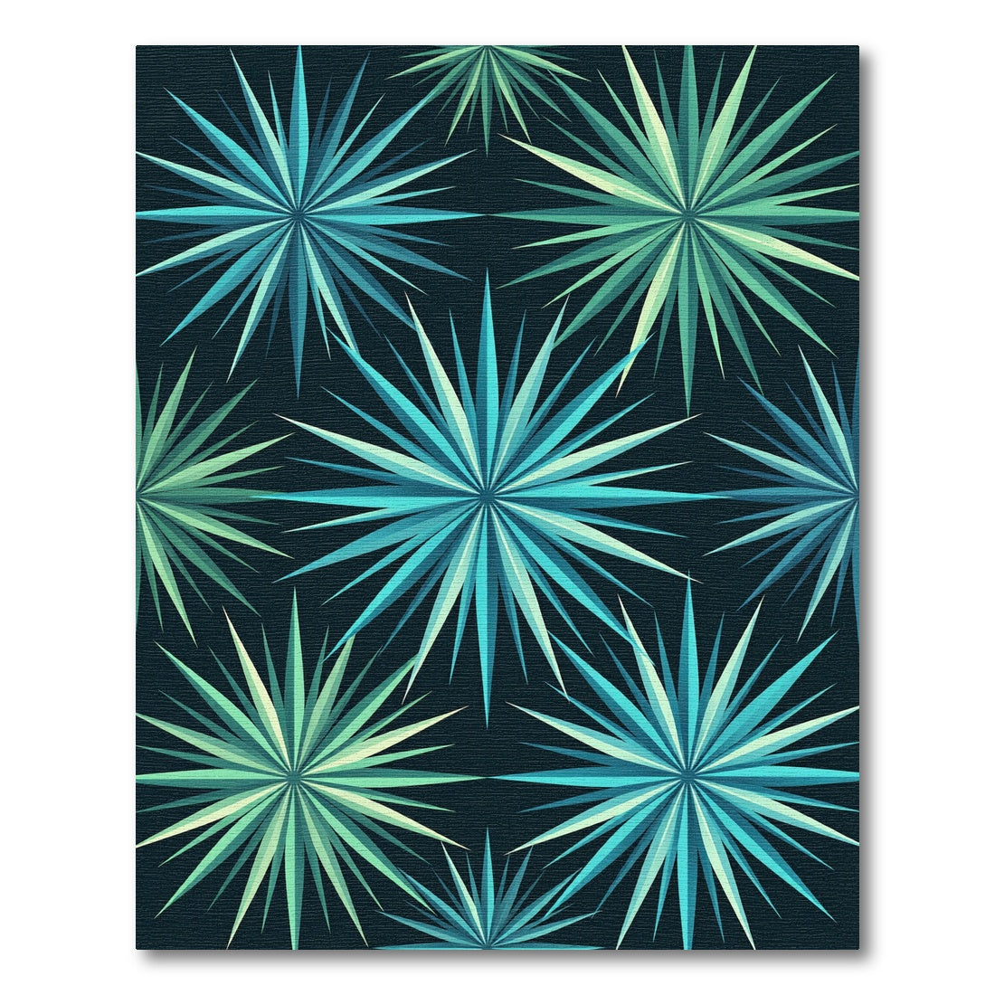 Geometric Teal Green Starburst Art Rug