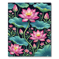 Vibrant Pink Lotus Garden Foliage Rug