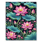 Vibrant Pink Lotus Garden Foliage Rug